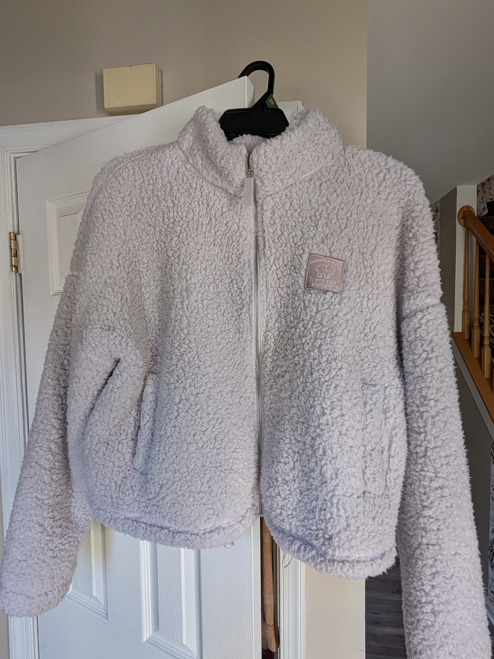 Ivory Ella Lavender Cropped Sherpa Zip Jacket size XL